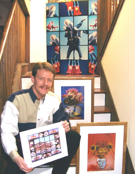 Wayne Wolfe with some of his work.